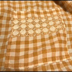 Vintage Handmade Apron Brown & White Gingham w/Pocket & Tie Back Child’s apron